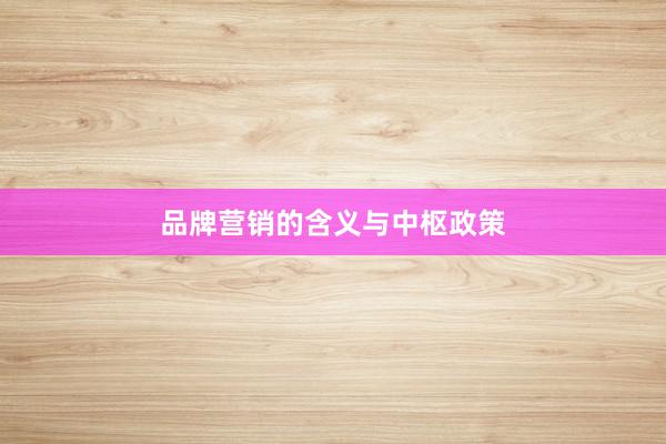品牌营销的含义与中枢政策
