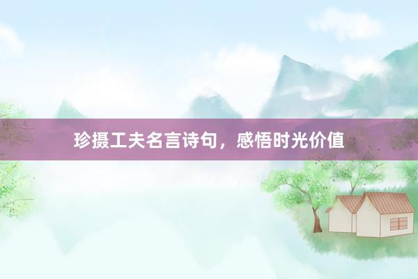 珍摄工夫名言诗句，感悟时光价值